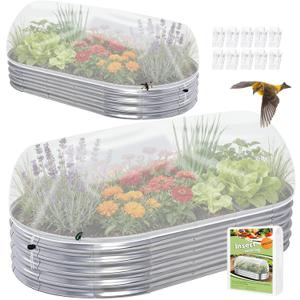 2 Pack Garden Netting for 8x4x1ft Raised Beds, Ultra-Fine Mesh Plant Covers with Drawstring&10 Clips, Bird, Pest & Small Animal Barrier for Protecting Vegetables, Fruits & Flowers