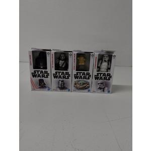 Star Wars 6” Figure Disney Hasbro Figures, Pack of 4 (Darth Vader, The Mandalorian, Grogu & Hover Pram, Stormtrooper)