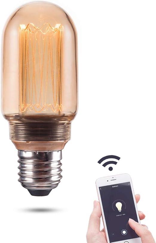 Smart WiFi Decorative LED Light Bulb, 3.8W Amber RN Vintage Edison LED Bulb, ST64/ST19, Dimmable Soft Warm 2000K, E26 Base, No Hub Required, Compatible with Alexa and Google Home Assistant