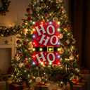 Aurelema 16'' Lighted Christmas Decorations Xmas HO HO Sign with LED String Lights Xmas Light Up Wooden Hanging Door Decor for Christmas Holiday Outdoor Indoor Party Decoration