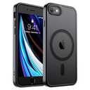 SUPFINE Magnetic for iPhone SE Case 2022 (3rd)/2020 (2nd), iPhone 8 Case (Compatible with MagSafe) (Military Grade Drop Protection) Translucent Matte Phone Cover,Black