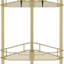 HuggieGems 4 Tier Floor Standing Corner Shower Caddy Organizer Shelf with Hooks, Bathroom Shelves Stand Rack, Gold