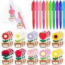 Kosiz 90 Pcs Valentine's Day Teacher Gifts from Students Flower Shaped Teacher Notepad with Pen Appreciation Sticky Notes Bulk Thank You Gifts for New Year Valentines School Office Classroom Supplies