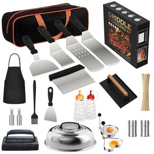 120 Pcs Griddle Accessories Kit for Blackstone - Perfect Flat Top Grill Accessories for Outdoor, Professional Round Melting Dome with Cast Iron Smash Burger Press for Barbecue.