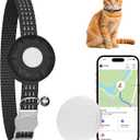 Cat Tracker,No Monthly Fee Cat Tracker Collar (Only iOS),Waterproof Pet Tracker for Cats with Safety Elastic Buckle,Works with Any Collar,Compatible with Apple Find My App not for Android,Black