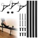 8 ft Bar Foot Rail Kit, Black Undercounter Foot Rail Hardware Complete Set with Brackets, End Caps & Screws, Heavy Duty Kitchen Island and Home Bar Foot Rest, Easy DIY Installation