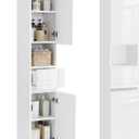 VASAGLE Tall Bathroom Cabinet, Slim Freestanding Bathroom Storage Cabinet with a Drawer, Adjustable Shelves, Open Compartment, for Small Spaces, White UBBC560P31 (11.8"D x 11.8"W x 66.9"H)