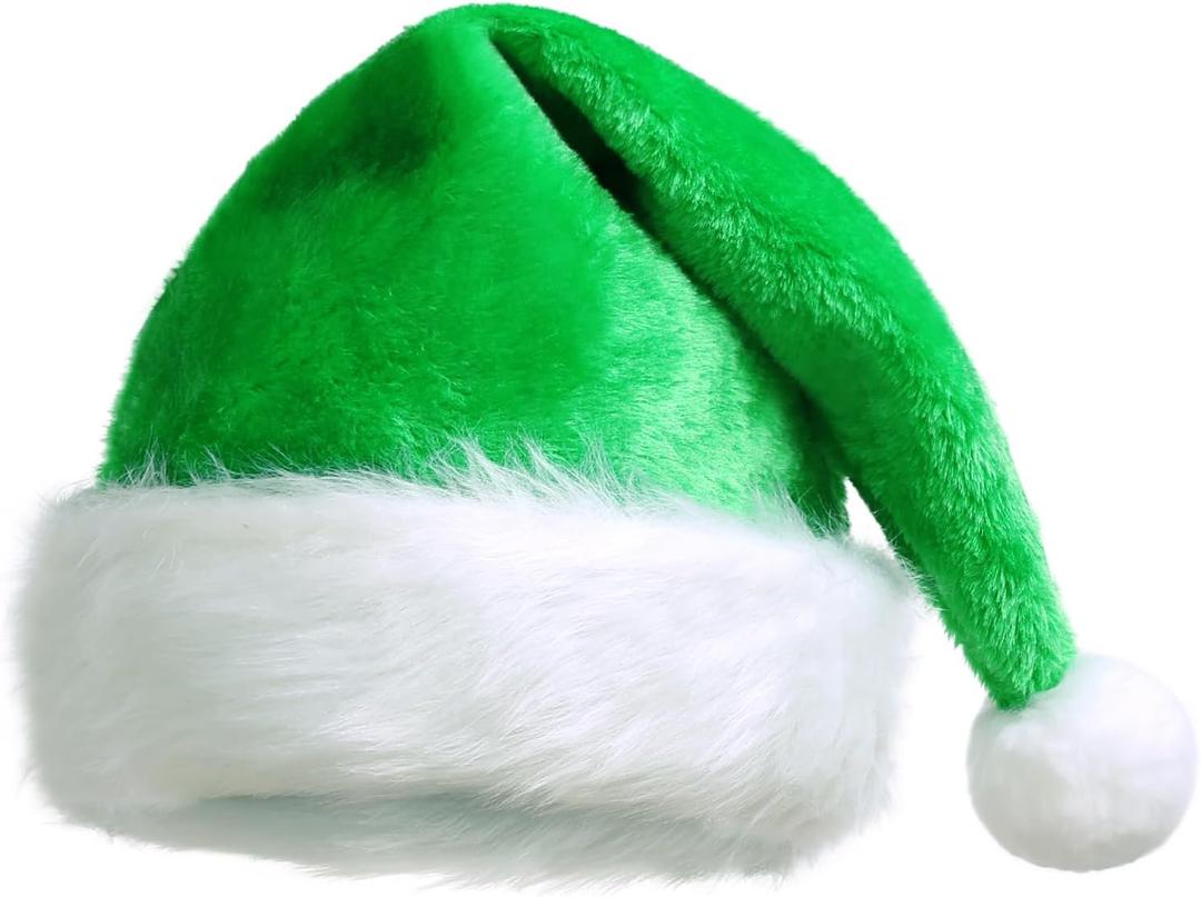 Queenmore Adult's Christmas Santa Claus Hat, Plush Santa Cap, Velvet Headwear, Lined and Fabric-Shedding Resistant