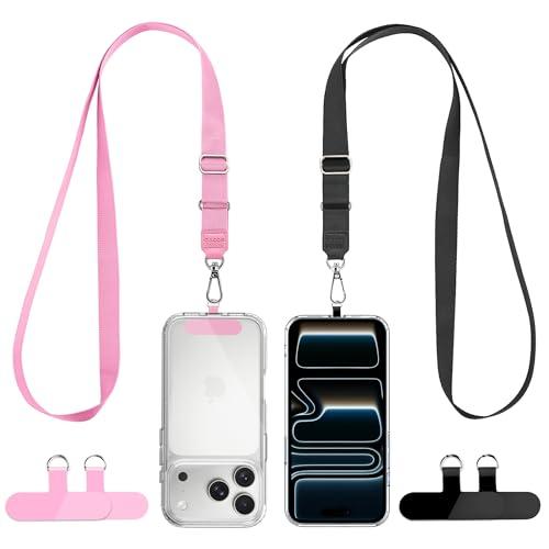 CACOE Phone Lanyard 2 Pack-2× Adjustable Neck Strap,2×Patches,Universal Multifuctional Lanyards Compatible with Most Smartphones