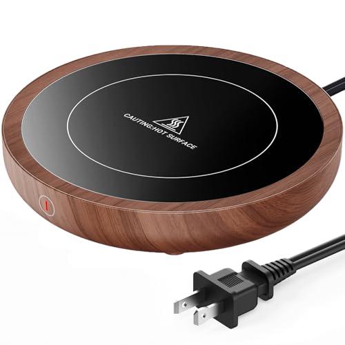 SWEETFULL Coffee Mug Warmer, 36W Electric Cup Warmer for Desk with 3-Temp Settings Advanced Temperature-Controlled Heating Coffee Gifts Accessories for Women Men Milk, Tea, Candle - Wood