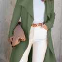 Angerella Women's Casual Long Sleeve Draped Open Front Knit Long Cardigan Sweater Outwear Coats with Pocket (Green, S)
