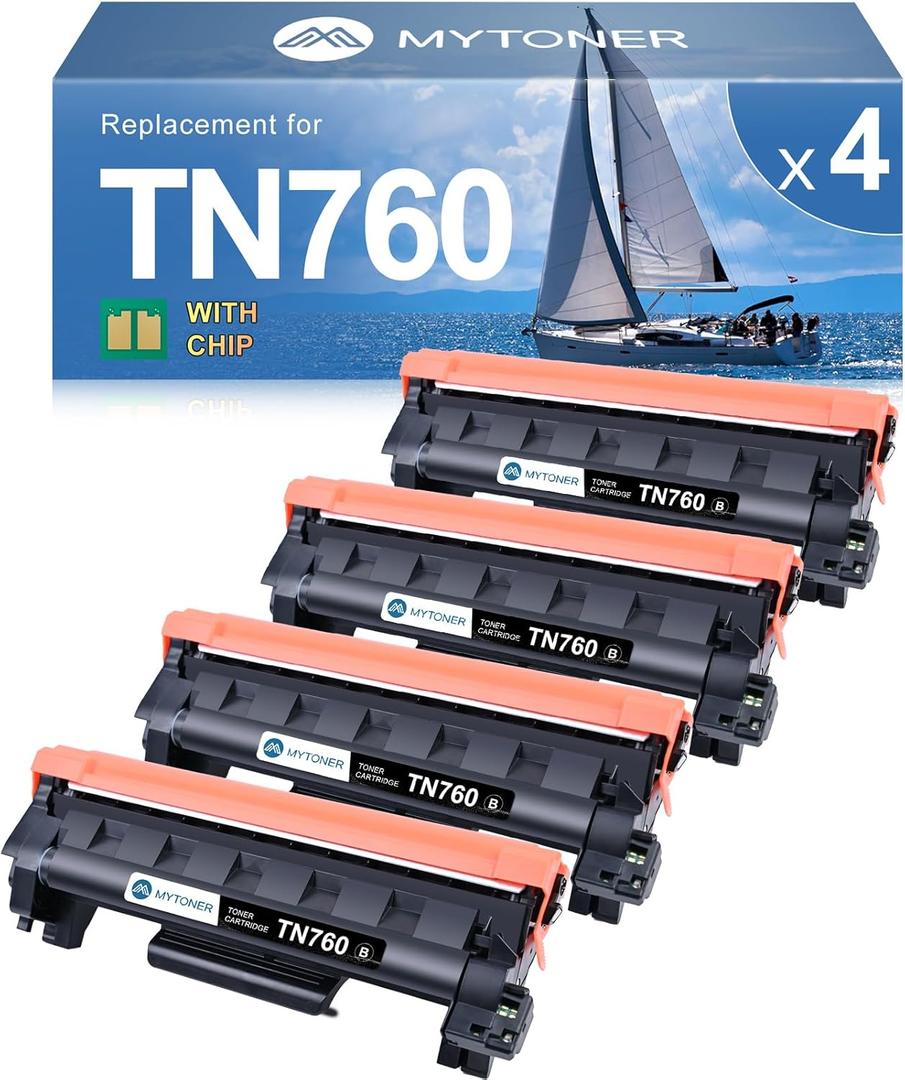 MYTONER Compatible Toner Cartridge Replacement for Brother TN760 TN-760 TN730/760 TN-730 High Yield MFC-L2690DW 2717DW MFC-L2750DW HL-L2350DW MFC-L2710DW HL-L2395DW Printer Black, 4Pack