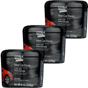 Citrus Magic On The Go Odor Absorbing Solid Air Freshener, Luxurious New Car, 8-Ounce, Pack of 3