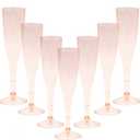 Homy Feel Rose Gold Glitter Plastic Champagne Flutes 30 Pack, 6.5 OZ Disposable Plastic Wine Glasses, Reusable Champagne Glasses, Mimosa Bar Glasses for Bridal Shower Birthday New Year Christmas