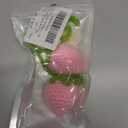 Crochet Strawberry and Flower Car Hanging Ornaments 2 Pcs Cute Plant Rear View Mirror Pendant Decoration Handmade Car Interior Accessories Gardening Hanging Bag Charm Keychain