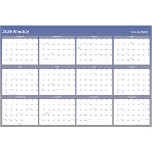 AT-A-GLANCE 2026 Wall Calendar, Dry Erase Wall Planner, Monthly, 48" x 32", Extra Large, Vertical/Horizontal, Reversible, 12-Month, Blue (A1152-26)