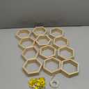 12 Pcs Mini Honeycomb Cupcake Stand Cake Farmhouse Hexagon Display Holder Hexagonal Wood Cupcake Stand Floating Table Sign with 50 Tiny Wooden Bee for Baby Shower (Wood Color)