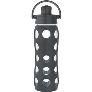 Lifefactory 22-Ounce Active Flip Cap Glass Water Bottle, 22oz, Carbon