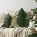 Christmas Decorations Plush Throw Pillows: Set of 3 Soft Green Velet Christmas Tree Shaped Pillow, Cute Rustic Stuffed Cushion Xmas Decor Indoor for Kids Home Sofa Bed Couch Office Couch Living Room