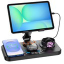 30W Magnetic Wireless Charger for Samsung Foldable Android Mag-Safe Charging Station for Galaxy Tab with Clock &7 Color Light, Watch Charger for S25 Ultra, for Samsung Watch8, Galaxy Buds3 Pro(White