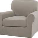 Turquoize 2 Piece Chair Covers Chair Slipcovers for Living Room Armchair Couch Cover Chair Sofa Cover with Individual Cushion Covers Furniture Cover for Chairs Feature Thick Fabric (Chair, Taupe)