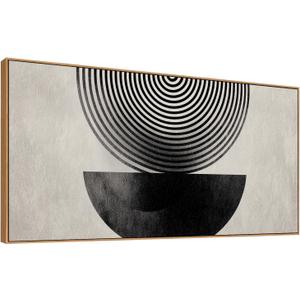 Tucai Decor Modern Minimalist Abstract Canvas Wall Art, Framed Geometric Neutral Tone Print, Living Room Office Bedroom Decor, 24x48 Inch Ready to Hang, Gallery Wrapped