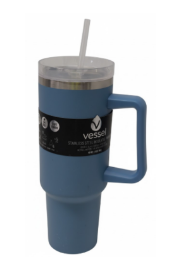 FF VESSEL SS TUMBLER W/HANDLE 40 OZ BLUE