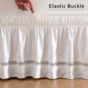MIYE Wrap Around Ruffled Lace Bed Skirt, Elastic Dust Ruffle with Adjustable Belts, Easy to Put On, Bed Frame Cover, Machine Washable (Ruffled Lace/White, King/Queen-15 Drop)