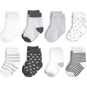 Touched by Nature Unisex Baby Organic Cotton Socks (0-6 Months, Charcoal Stars)
