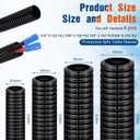 Sasylvia 1/4, 3/8, 1/2, 3/4'' X 10 ft Split Wire Loom Cord Protector Tubing Split Conduit Protector Tubing Convoluted Tube Flexible Electrical Wire Cover Protective Sleeves(Black)