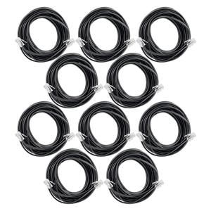 Power Gear Telephone Line Cord, 10 Pack, 15 Feet, Phone Cord, Modular Jack Ends, Works for Phone, Modem or Fax Machine, for Use in Home or Office, Black, 52236