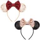 DRESHOW Mouse Ears Bow Headbands Glitter Party Decoration Cosplay Costume for Women