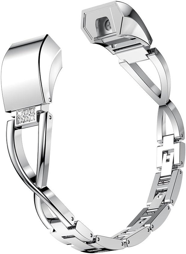 Ginamart for Fitbit Alta HR and Alta Bands Small Large, Jewelry Metal Replacement Band Accessory Strap Bracelet Bangle Wristband Rose Gold Silver Gold Black