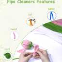 400 Pcs Pipe Cleaner Flower Kit, Pink Pipe Cleaners Bulk, 4 Color Fuzzy Sticks Set for Tulip Flowers Making, Thick Chenille Stems for Arts DIY Craft as Gift (Pink)