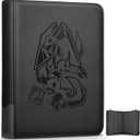 9 Pocket Card Binder, 360 Cards Trading Cards Games Collection Holder with Customizable Label Slot and Side-Loading Sleeves, Premium Gift for Card Collectors (Black)