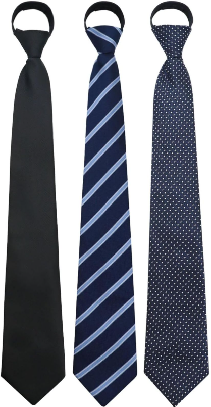 Mens Ties Pre Tied Ties for Men, Adjustable Mens Zipper Tie 4pcs Mens Neckties for Business Wedding Casual (Black,navy,blue,white,dark Blue)