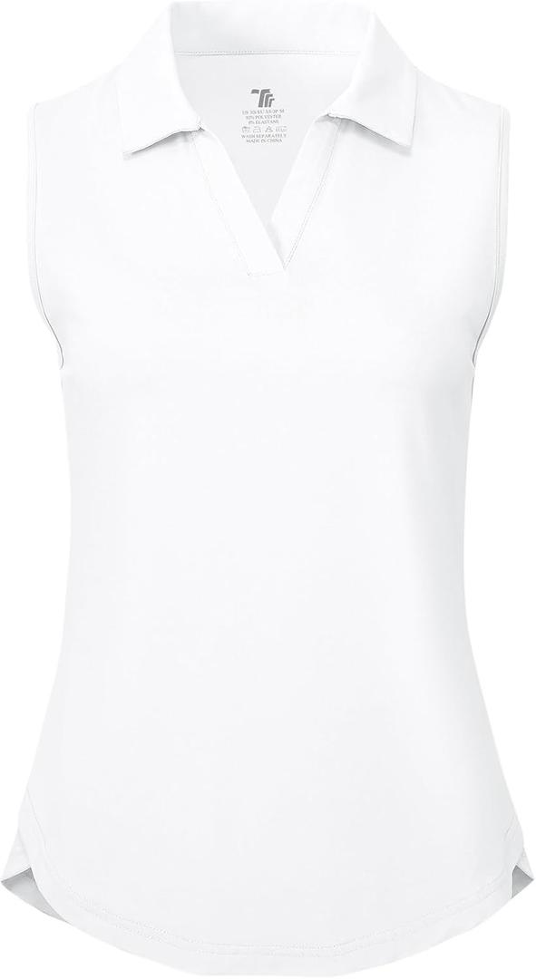 BGOWATU Women's Sleeveless Golf Polo Shirts Collared V Neck Tennis Tank Tops UPF 50+ Quick Dry Lightweight (S)