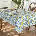 Horaldaily Summer Tablecloth 60x84 Inch Rectangular, Classical Iris Pattern Lemon Washable Seasonal Table Cover for Party Picnic Dinner Decor