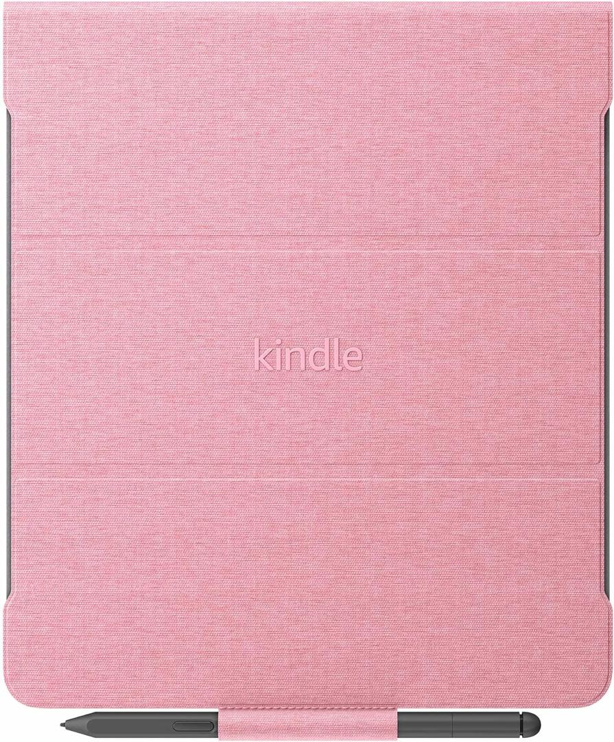 Amazon Kindle Scribe Fabric Folio Cover with Magnetic Attach, Sleek Protective Case - Rose