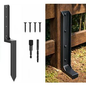 Fence Post Repair Kit Heavy Duty – Steel Fence Post Anchor for Leaning or Broken Posts, Ground Stake Stabilizer Support with Screws & Tool, 33 Inch (Pack of 1/2 / 4)