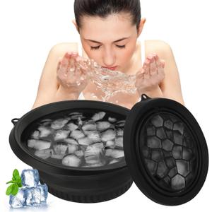 Face Bowl For Ice with Built-In IcetrayFoldableTravel SizeEasy To CleanFood Grade Silicone Ice Bowl For FaceBlack
