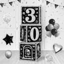 Death to My 20s Decorations 30th Birthday Decorations Boxes for Her Him, Rip to My 20s Balloon Blocks Black Balloon Boxes with Letters for Funeral for My Youth Dirty 30 Birthday Party Supplies