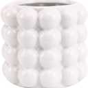 Bubble Vase, White Ceramic Vase, Small Short Vase, Ceramic Flower Vases for Home Decor, Decorative Vases for Living Room, Bedroom, Office, Shelf, Coffee Table, 5 Inches (Medium)