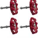 4Pcs Farmhouse Cabinet Knobs and pulls, Vintage Iron Valve Wheel, Rustic Red Drawer Knobs, Industrial Kitchen Cabinet Handles, Unique Pipe Decor Furniture Door Pulls for Dresser, Wardrobe