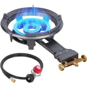Bestfire 13" Single Propane Burner Stove 90,000 BTU Cast Iron Portable Outdoor Burner with 0-20 PSI Adjustable Regulator and Stainless Steel Hose Perfect for Outdoor Wok Cooking