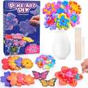 MDINGTD Toys for 4 5 6 7 8+ Year Old Girls, Poke Art Flower Bouquet with 8 Flowers & 2 Butterflies Arts and Crafts for Girls Ages 4-8 DIY Creative Activity Birthday Valentine Gifts Craft Kits