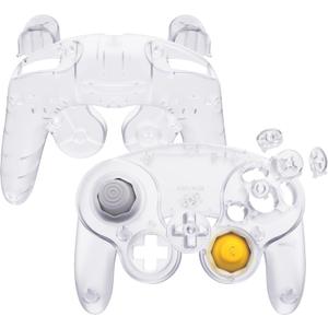 eXtremeRate Clear Faceplate Backplate for Nintendo Gamecube, Custom DIY Replacement Housing Shell Cover with Buttons for Nintendo Gamecube Controller - Controller NOT Included