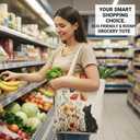 2 x NAMQUL Cute Black Cat Canvas Tote Bag for Women with Zipper Pockets - Large Reusable Shopping, Grocery, Gym & Book Carry Bag, Aesthetic Work Tote Design, Eco-Friendly Gift for Cat Lovers