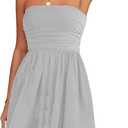 STOLKISS Women Summer Casual Strapless Rompers Tube Top Shorts Jumpsuit Sleeveless Off Shoulder Sexy Beach Romper with Pocket (Gray)