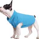 FUAMEY Fleece Vest, Warm Sweatshirt Puppy Stretchy Sweater Pullover Turtleneck Coat Winter Jacket With Leash Hole, Dachshund Sweaters Yorkie Clothes for Small Medium Large Dogs Green M (Medium, Blue)
